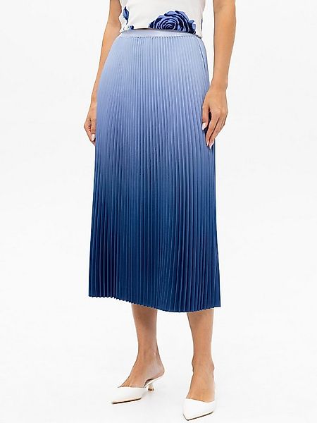 Passioni Plisseerock mit einem blauen Farbverlauf Blauer Plissé Rock günstig online kaufen