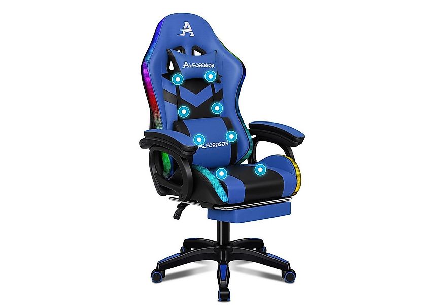 ALFORDSON Gaming-Stuhl 12 RGB LED-Farben Fernbedienung, Gleitschienen-Armle günstig online kaufen