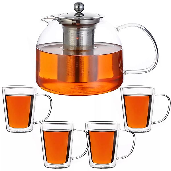 Teekanne Glas 1,5L inkl. Teegläser 4er-Set günstig online kaufen
