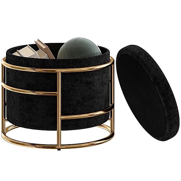 HOMCOM Sitzhocker mit Stauraum Kleiner Hocker 42 x 42 x 39 cm Schwarz günstig online kaufen