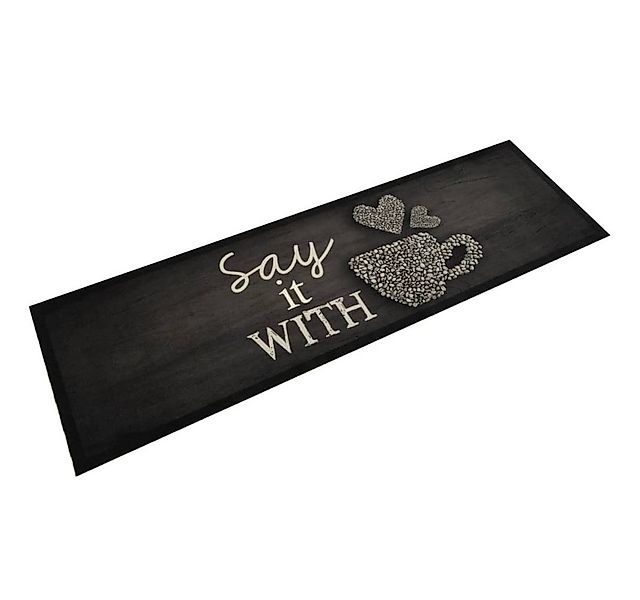 furnicato Teppich Küchenteppich Waschbar Tasse Schwarz 45x150 cm Samt, 45 x günstig online kaufen