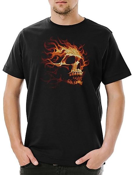 Urban Backwoods Print-Shirt Burning Skull I Herren T-Shirt Tattoo Art Rocka günstig online kaufen