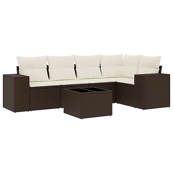 vidaXL Sofaelement 6-tlg. Garten-Sofagarnitur mit Kissen Braun Poly Rattan günstig online kaufen