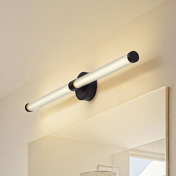 Lucande LED-Wandleuchte Melisa, schwarz, 90 cm, CCT, IP44 günstig online kaufen