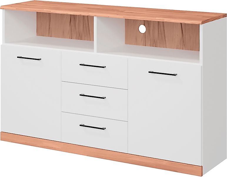 Home affaire Sideboard »Ribe,130cm breit,80cm hoch, 6 Fächer«, Oberplatte K günstig online kaufen