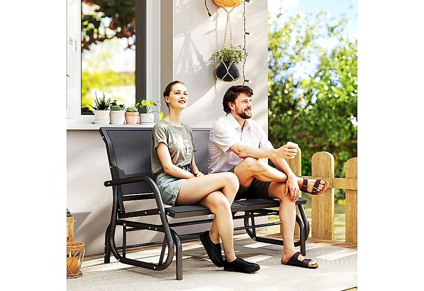 Outsunny Gartenbank mit Schaukelmechanismus, bis 200 kg belastbar (Gartensc günstig online kaufen
