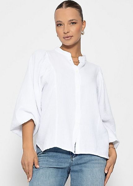 SASSYCLASSY Langarmbluse Oversize Musselin Bluse Damen mit Fledermausärmeln günstig online kaufen