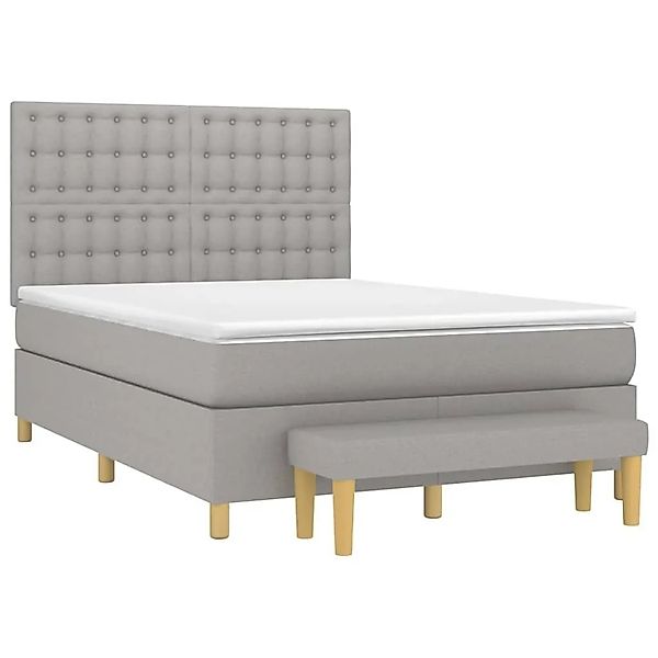 vidaXL Boxspringbett mit Matratze Hellgrau 140x190 cm Stoff 3137469 günstig online kaufen