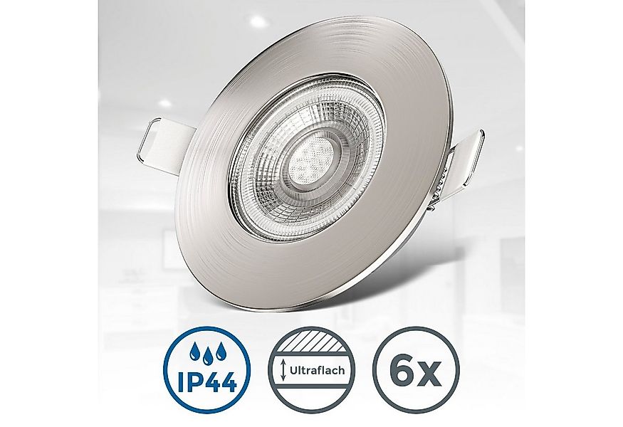 B.K.Licht LED Einbauleuchte BK_EL1278 6er Set Bad Einbaustrahler, IP44 gesc günstig online kaufen