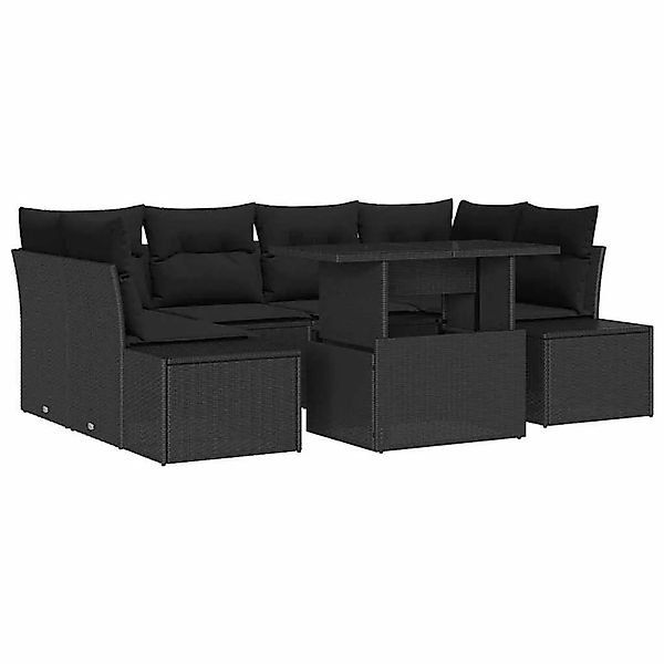 vidaXL Sofa Set mit Kissen 7-Tlg Schwarz Poly-Rattan 3349119 günstig online kaufen