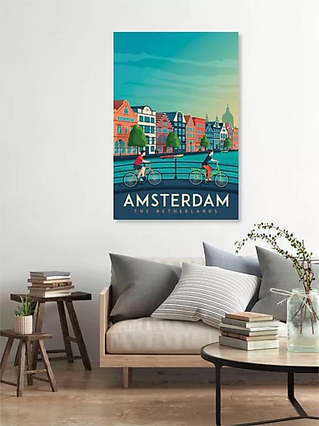 Poster / Leinwandbild - Amsterdam Vintage Travel Wandbild günstig online kaufen