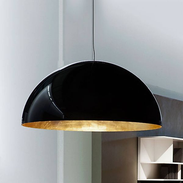 Oluce Hängeleuchte Sonora, schwarz-gold, Kunststoff, E27 günstig online kaufen