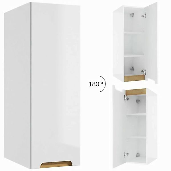 Lomadox Hochschrank SOFIA-107 weiß Hochglanz lackiert 30/90/45 cm günstig online kaufen