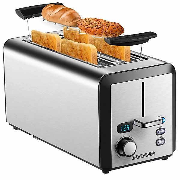 Steinborg SB-2211 XXL Langschlitz Toaster mit Brötchenaufsatz 1500 Watt günstig online kaufen