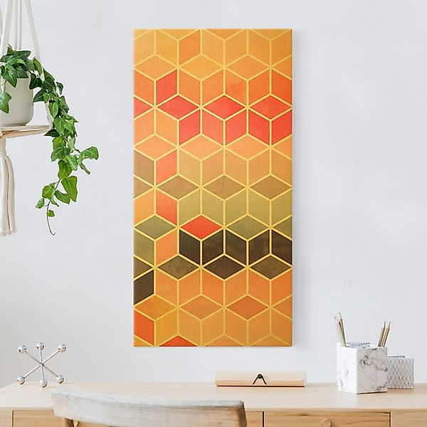 Leinwandbild Gold Goldene Geometrie - Buntes Pastell günstig online kaufen