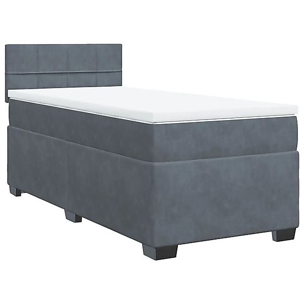 vidaXL Boxspringbett mit Matratze Dunkelgrau 90x200 cm Samt 3288523 günstig online kaufen