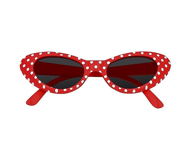 Das Kostümland Verkleidungsmaske Cat Eye Brille Sandy mit Punkten, Rot Weiß günstig online kaufen