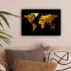 OneMillionCanvasses® Leinwandbild Weltkarte - Gold - günstig online kaufen