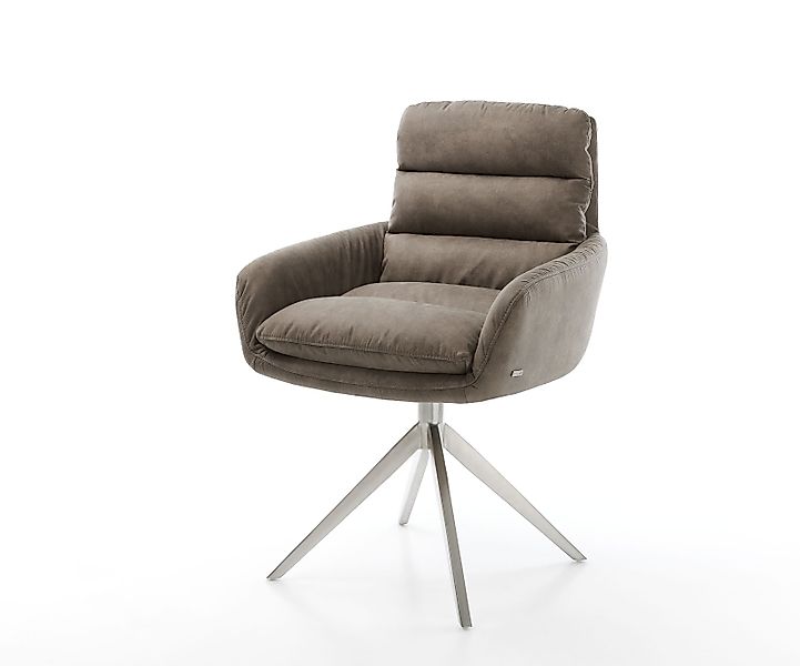 Esszimmerstuhl Abelia-Flex mit Armlehnen Mikrofaser Taupe Vintage Kreuzgest günstig online kaufen