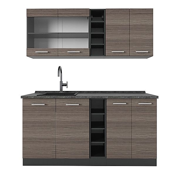 Vicco Küchenzeile R-Line, Edelgrau/Anthrazit, 160 cm, günstig online kaufen