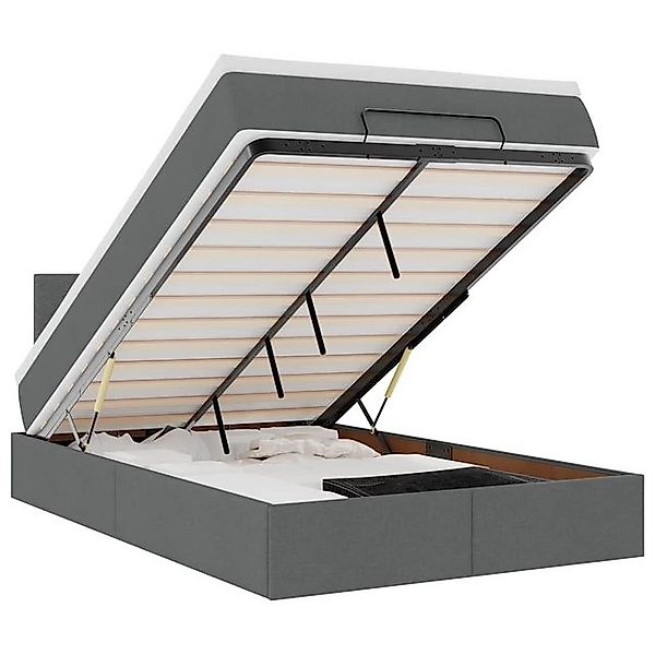 vidaXL Bett, Ottomane Bett mit Matratze & LEDs Dunkelgrau 120x190 cm Stoff günstig online kaufen