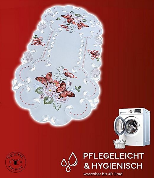 texpot Tischdecke Tischtuch Stickerei Schmetterling (1-tlg) günstig online kaufen
