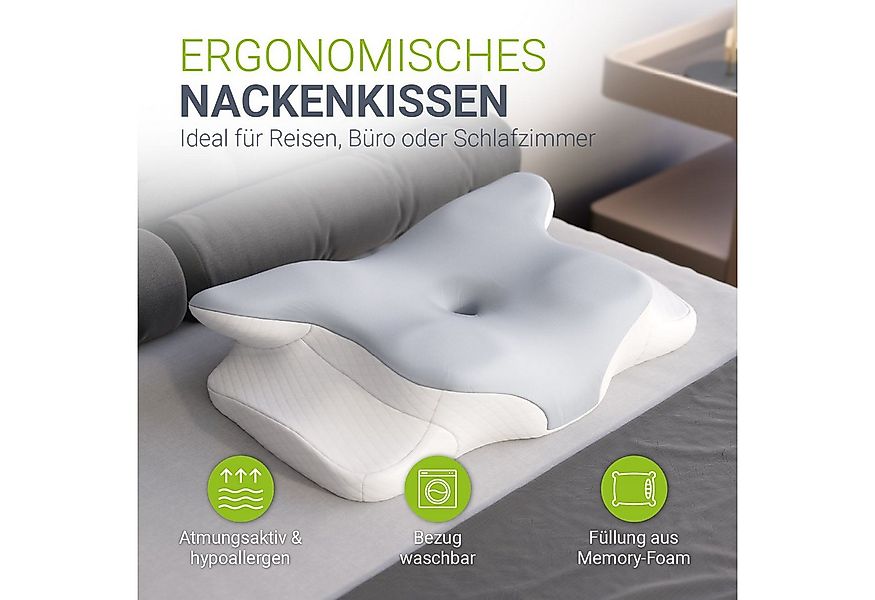 Juskys Nackenstützkissen-Set, Füllung: PU Memory Foam, Bezug: Polyester, Er günstig online kaufen