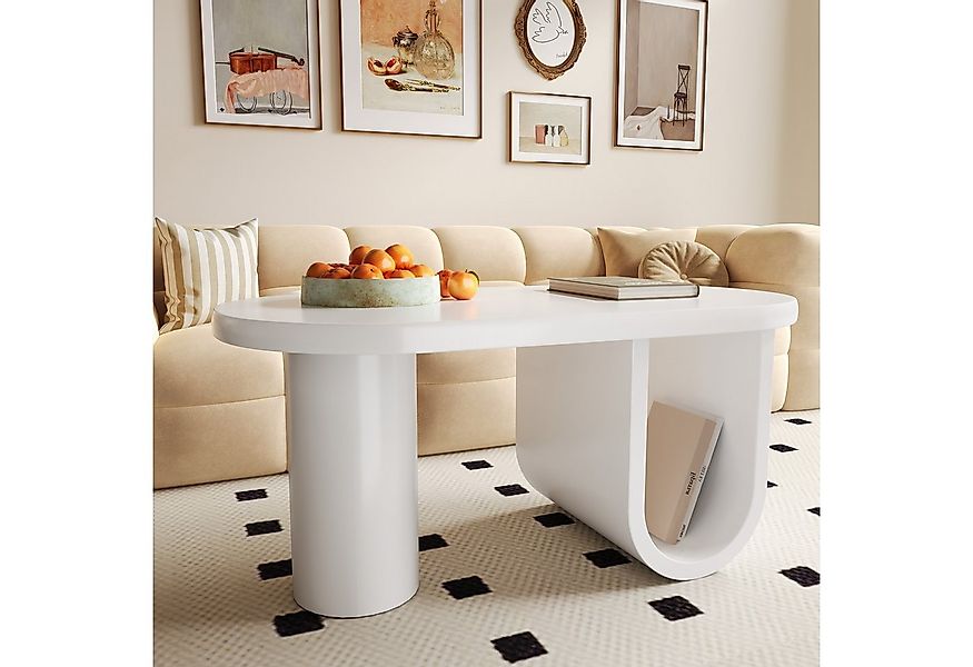 Merax Couchtisch Oval Sofatisch Kaffeetisch (1-St), Wohnzimmertisch Beistel günstig online kaufen