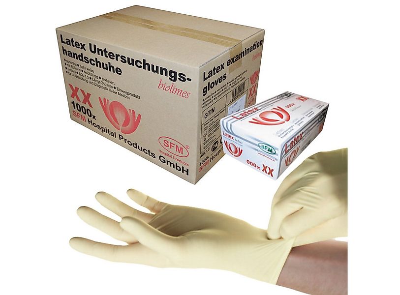SFM ® Latexhandschuhe BIOLIMES : puderfrei texturiert weiß Einmalhandschuhe günstig online kaufen