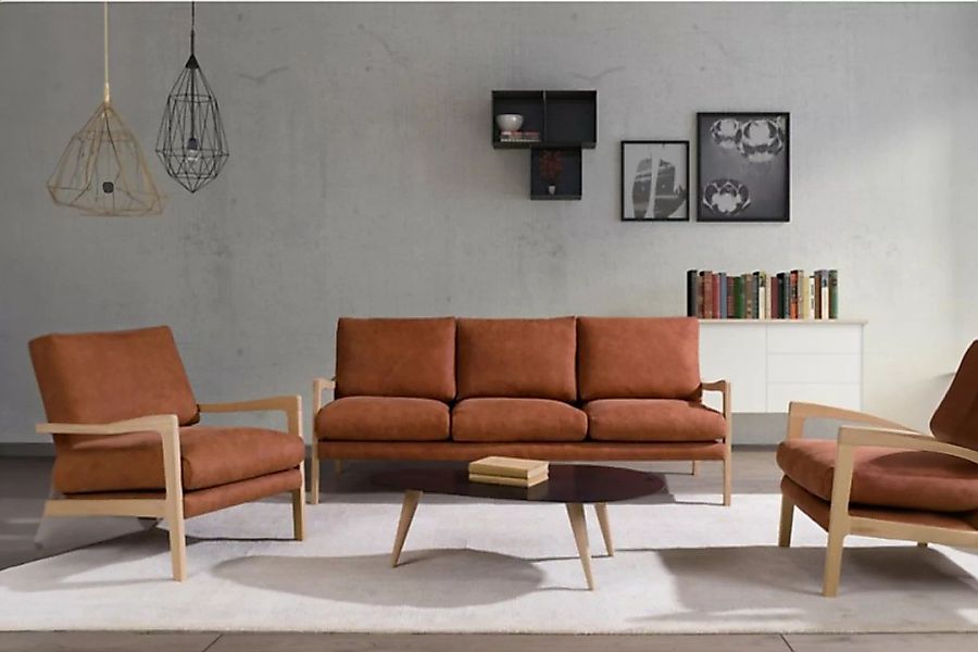 KAWOLA Sofa RODRIGUEZ 3-Sitzer Leder orange günstig online kaufen