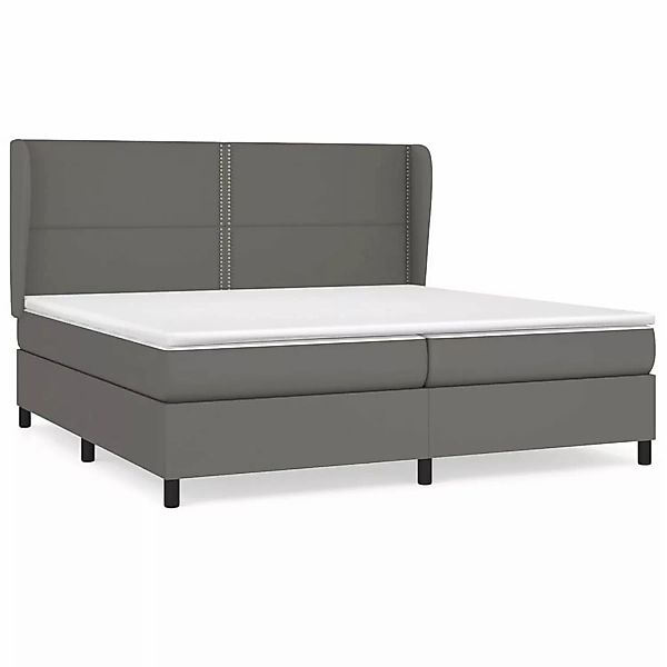 vidaXL Boxspringbett, Boxspringbett mit Matratze Grau 200x200 cm Kunstleder günstig online kaufen