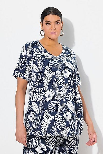 Ulla Popken T-Shirt T-Shirt Federn A-Linie V-Ausschnitt Halbarm günstig online kaufen