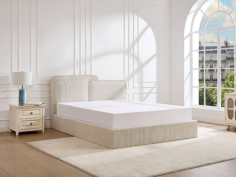 Bett mit Stauraum 140 x 190 cm – Cordvelours – Beige – NAYOLA günstig online kaufen