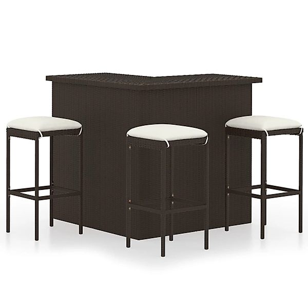 vidaXL Gartenlounge-Set 4-tlg. Gartenbar-Set mit Kissen günstig online kaufen