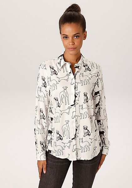Aniston CASUAL Hemdbluse mit niedlichen Hunden bedruckt- jedes Teil ein Uni günstig online kaufen
