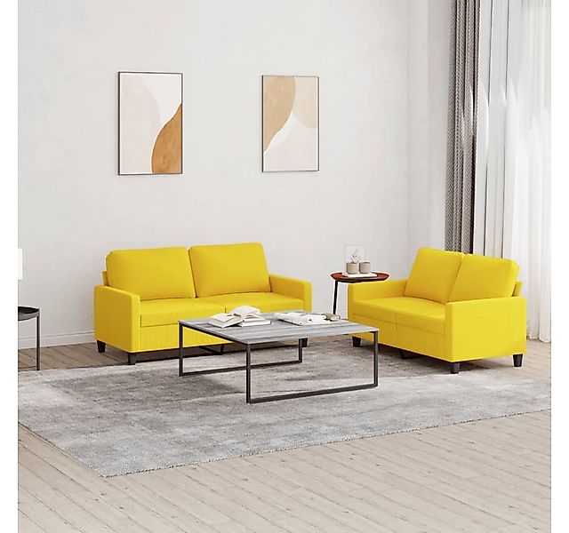 vidaXL Sofa Sofagarnitur mit Kissen Stoff, Standard, Gelb günstig online kaufen