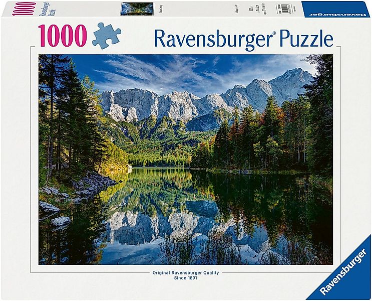 Ravensburger Puzzle Eibsee mit Wettersteingebirge und Zugspitze, 1000 Puzzl günstig online kaufen