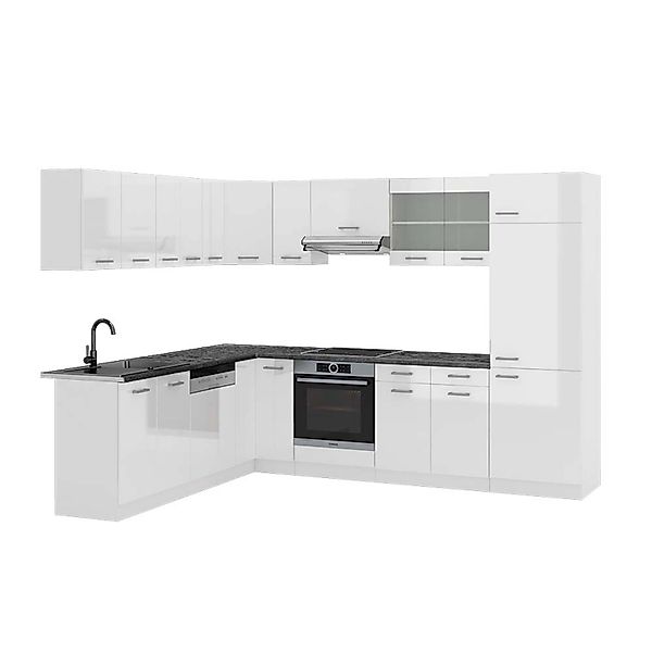 Vicco R-Line Eckküche Weiß Hochglanz/Weiß 227 x 287 cm AP Anthrazit günstig online kaufen