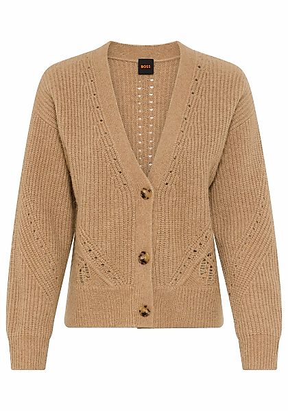 BOSS ORANGE Cardigan "Fortellini Premium Damenmode", mit Ajourstrickmuster günstig online kaufen