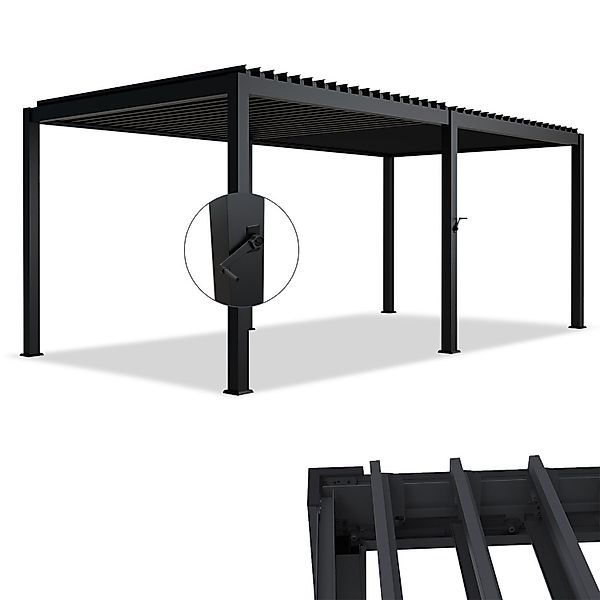 Juskys Terrassendach Tahiti 3x5,9 m, Lamellendach, günstig online kaufen