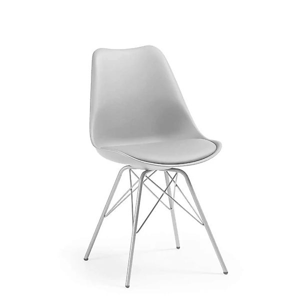 Stuhl Set mit Schalensitz in Hell Grau gepolstert (4er Set) günstig online kaufen