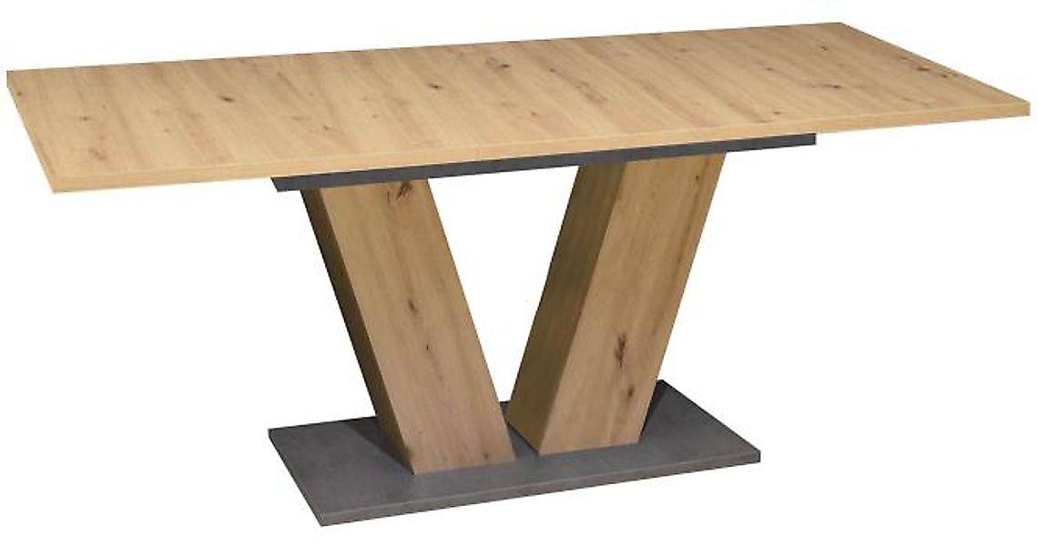 Säulentisch ausziehbar V-Gestell ca. 140-180 cm Asteiche / Graphit günstig online kaufen