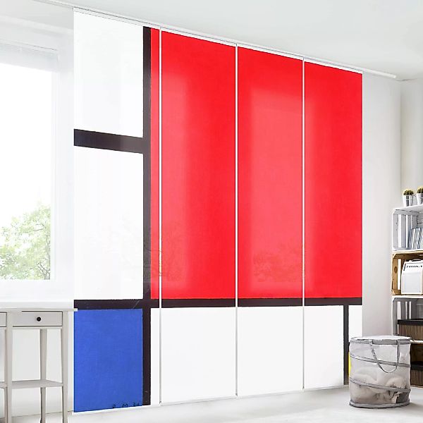 Schiebegardinen Set Kunstdruck Piet Mondrian - Komposition Rot Blau Gelb günstig online kaufen