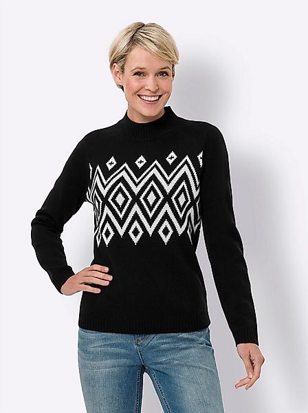 Sieh an! Strickpullover Stehkragen-Pullover Langarm Jersey, Jacquard günstig online kaufen