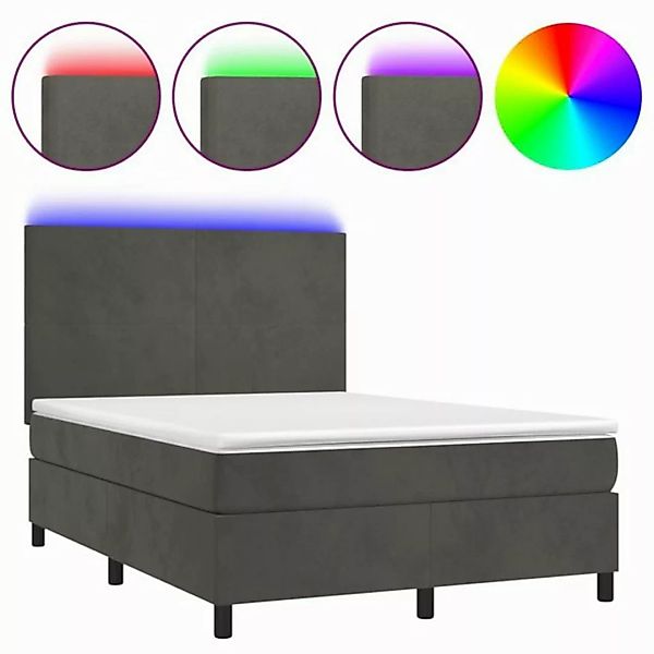 vidaXL Boxspringbett Boxspringbett mit Matratze LED Dunkelgrau 140x200 cm S günstig online kaufen