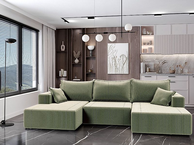 Compleo Ecksofa U-Form, Dicker, flauschiger Cord, DL Automaten, Elegant des günstig online kaufen