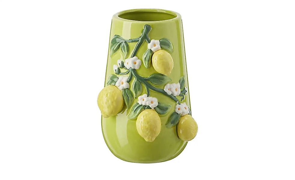 HOME STORY Vase Zitronen   ¦ grün ¦ Dolomite ¦ Maße (cm): B: 16 H: 22 T: 14 günstig online kaufen