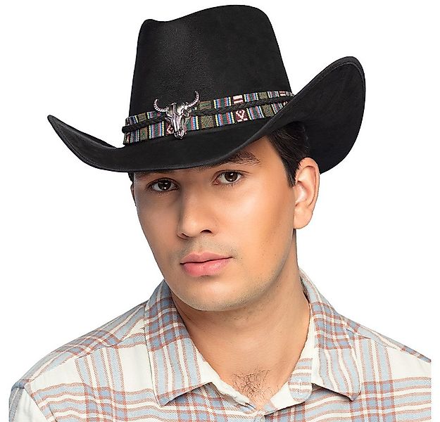 Boland Cowboyhut Cowboyhut Django schwarz Western-Hut mit Stier-Emblem für günstig online kaufen