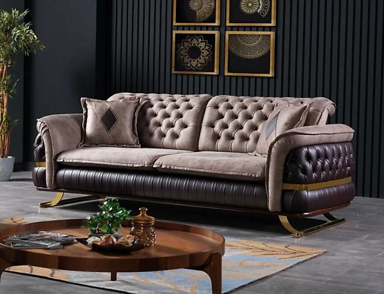 JVmoebel 3-Sitzer Dreisitzer Design Sofa 3 Sitzer Couchen Textil Chesterfie günstig online kaufen