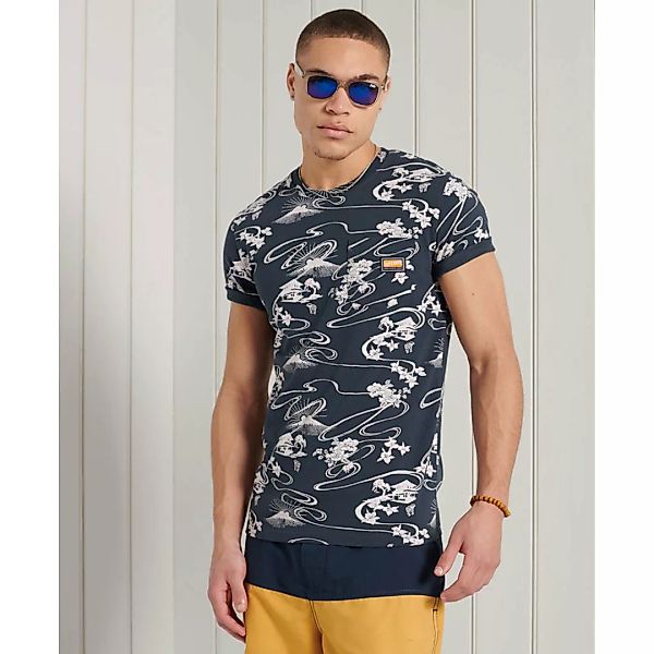 Superdry Allover Print Pocket Kurzarm T-shirt L Moon Mountain Navy günstig online kaufen